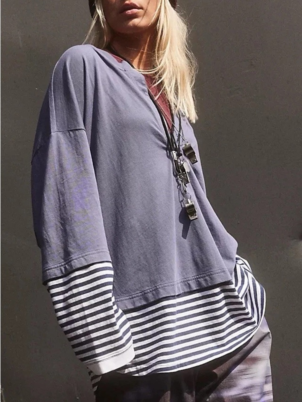 Free People Movement Side to Side oversized layered shirt